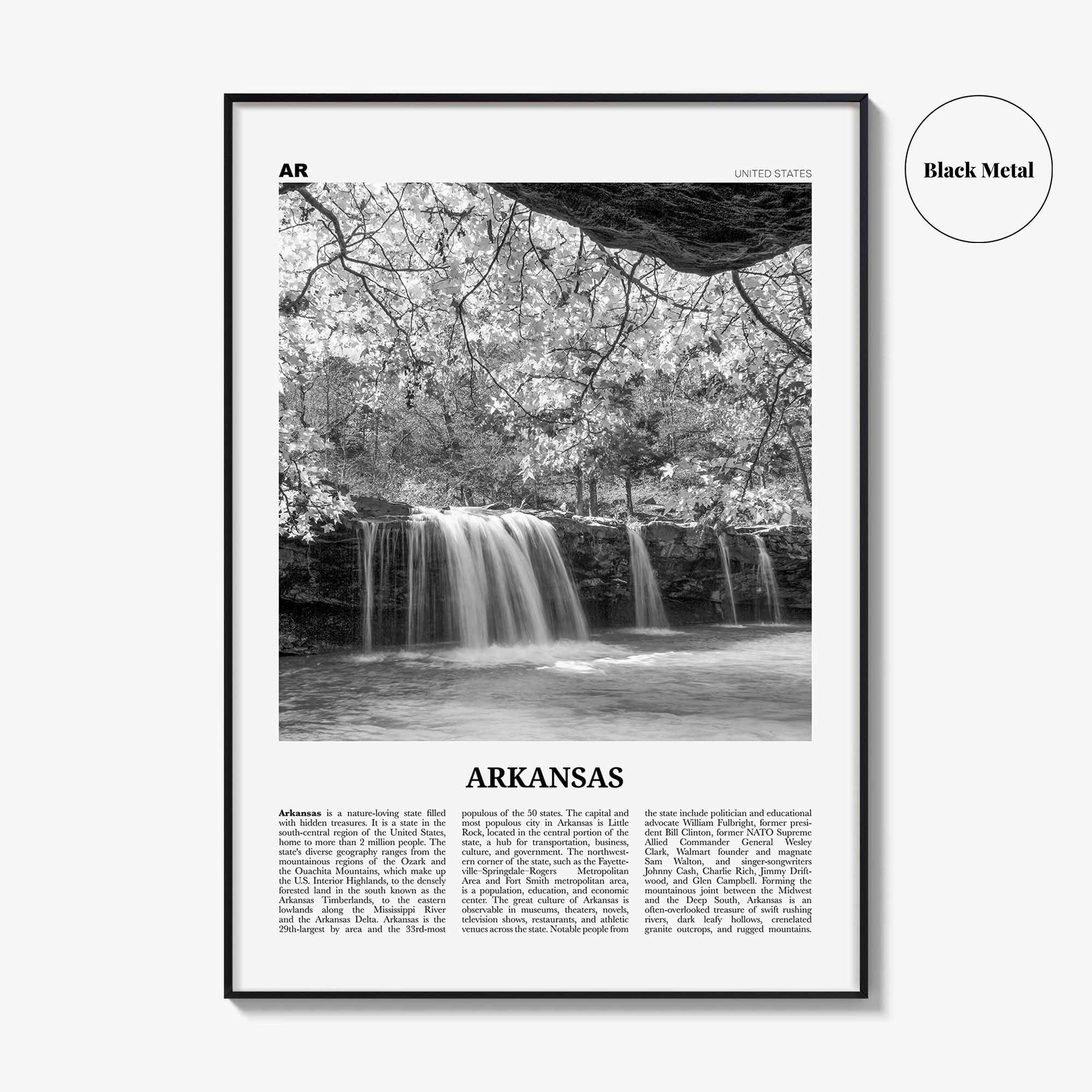 Arkansas Print Black and White No 3, Arkansas Wall Art, Arkansas Poster, Arkansas Photo, Arkansas Wall Décor, Arkansas Map, United States