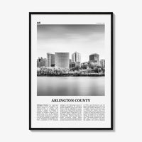 Arlington County Print Black and White Virginia No 1, Arlington County Wall Art, Arlington County Poster, Virginia, USA, United States