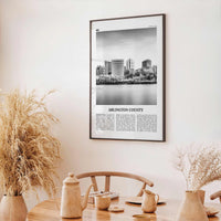 Arlington County Print Black and White Virginia No 1, Arlington County Wall Art, Arlington County Poster, Virginia, USA, United States