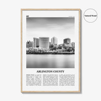 Arlington County Print Black and White Virginia No 1, Arlington County Wall Art, Arlington County Poster, Virginia, USA, United States