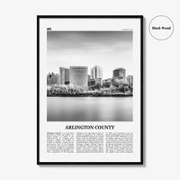 Arlington County Print Black and White Virginia No 1, Arlington County Wall Art, Arlington County Poster, Virginia, USA, United States