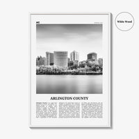Arlington County Print Black and White Virginia No 1, Arlington County Wall Art, Arlington County Poster, Virginia, USA, United States