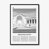 Arlington County Print Black and White Virginia No 2, Arlington County Wall Art, Arlington County Poster, Virginia, USA, United States