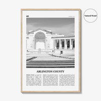 Arlington County Print Black and White Virginia No 2, Arlington County Wall Art, Arlington County Poster, Virginia, USA, United States
