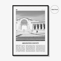 Arlington County Print Black and White Virginia No 2, Arlington County Wall Art, Arlington County Poster, Virginia, USA, United States