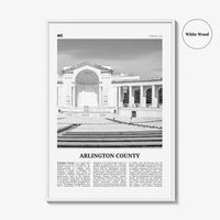 Arlington County Print Black and White Virginia No 2, Arlington County Wall Art, Arlington County Poster, Virginia, USA, United States