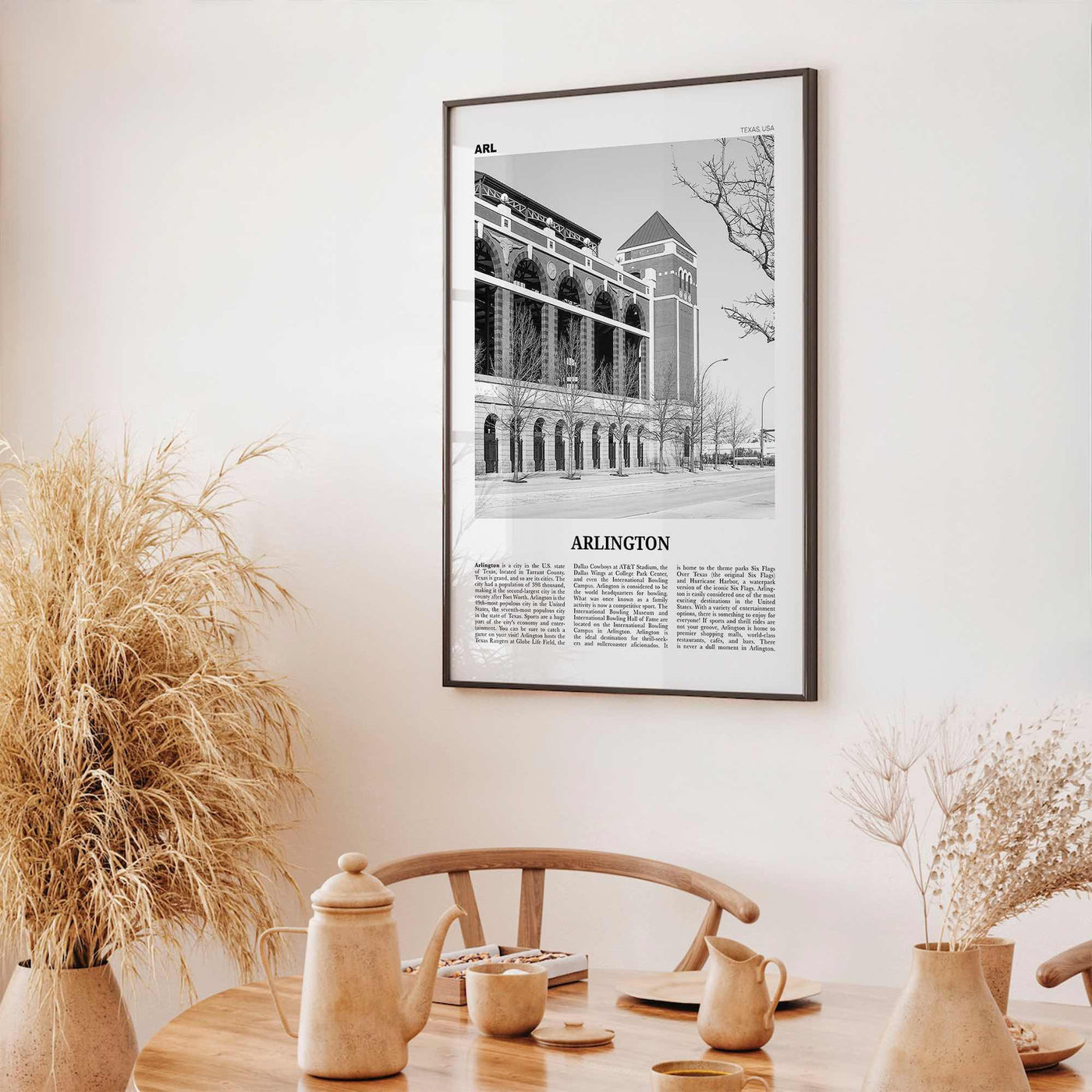 Arlington Print Black and White Texas, Arlington Wall Art, Arlington Poster, Arlington Photo, Arlington Wall Décor, Texas, United States