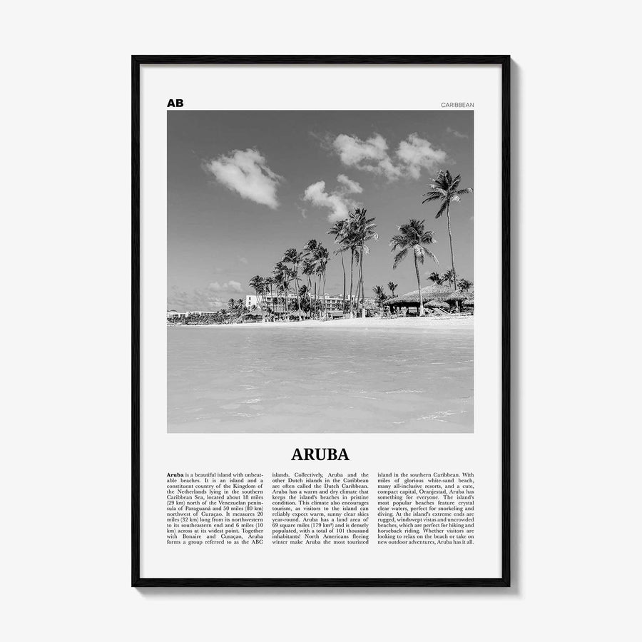 Aruba Print Black and White No 1, Aruba Wall Art, Aruba Poster, Aruba Photo, Aruba Wall Decor, Country Art Print, Oranjestad, Caribbean