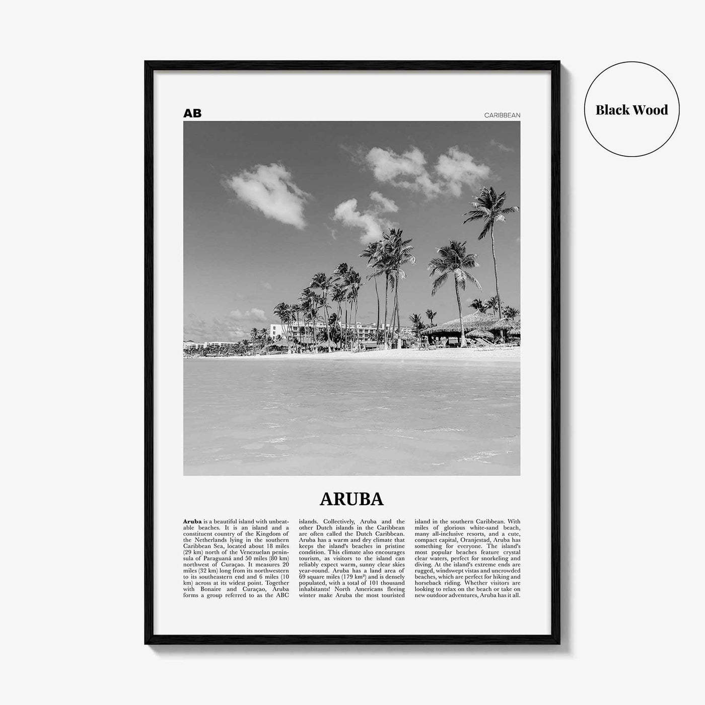 Aruba Print Black and White No 1, Aruba Wall Art, Aruba Poster, Aruba Photo, Aruba Wall Decor, Country Art Print, Oranjestad, Caribbean