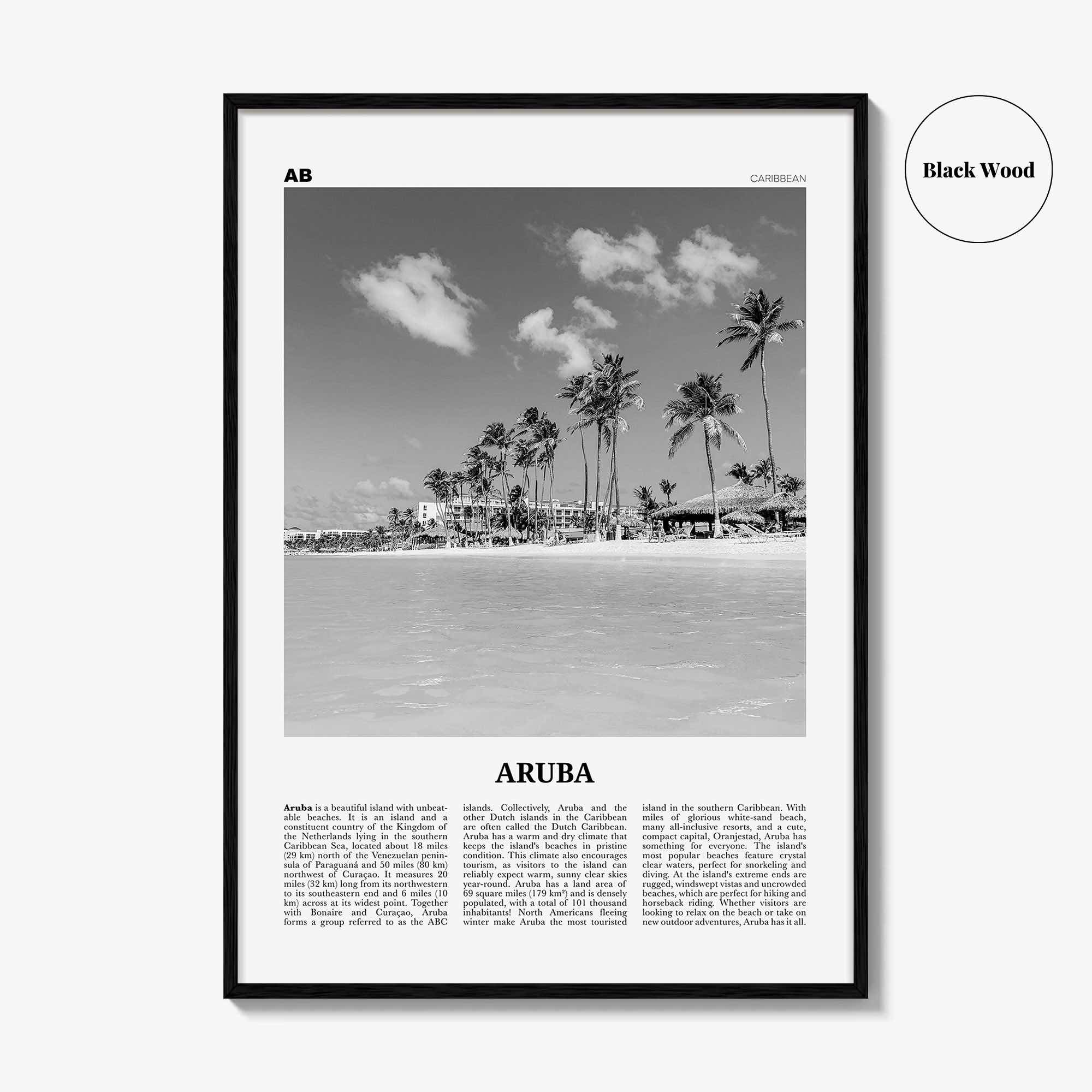 Aruba Print Black and White No 1, Aruba Wall Art, Aruba Poster, Aruba Photo, Aruba Wall Decor, Country Art Print, Oranjestad, Caribbean