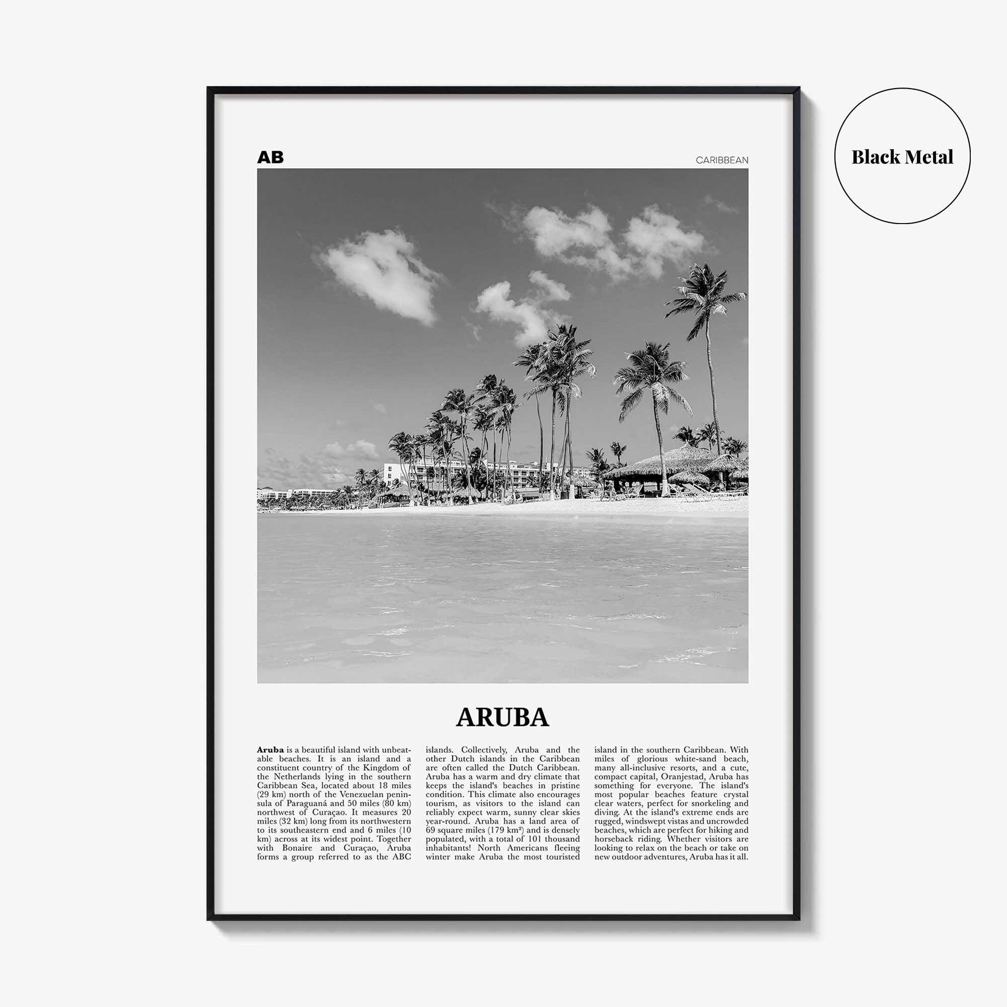 Aruba Print Black and White No 1, Aruba Wall Art, Aruba Poster, Aruba Photo, Aruba Wall Decor, Country Art Print, Oranjestad, Caribbean