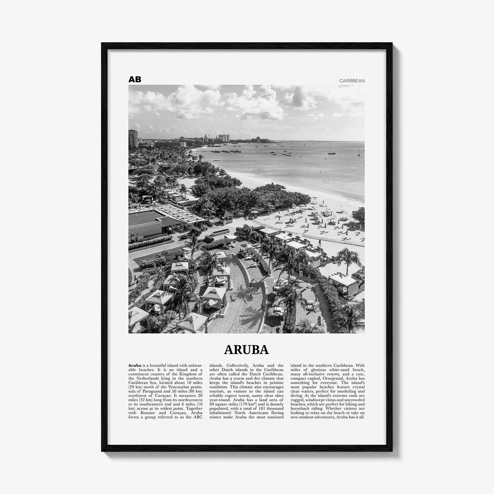 Aruba Print Black and White No 2, Aruba Wall Art, Aruba Poster, Aruba Photo, Aruba Wall Decor, Country Art Print, Oranjestad, Caribbean