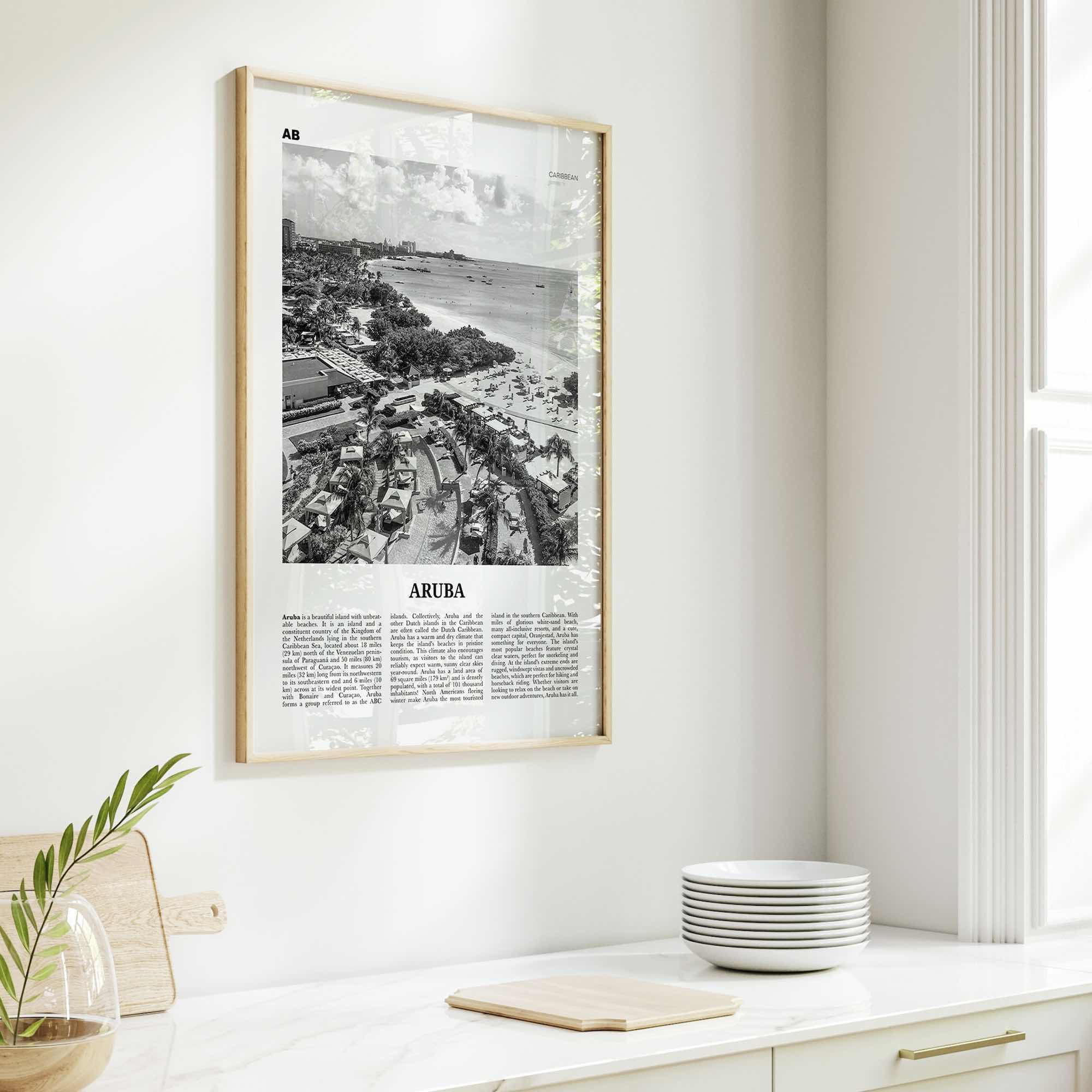 Aruba Print Black and White No 2, Aruba Wall Art, Aruba Poster, Aruba Photo, Aruba Wall Decor, Country Art Print, Oranjestad, Caribbean