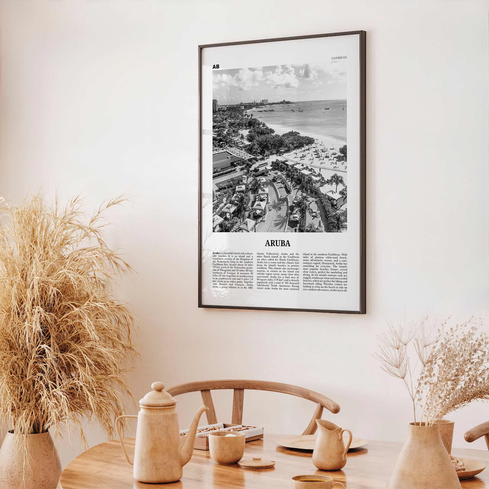 Aruba Print Black and White No 2, Aruba Wall Art, Aruba Poster, Aruba Photo, Aruba Wall Decor, Country Art Print, Oranjestad, Caribbean