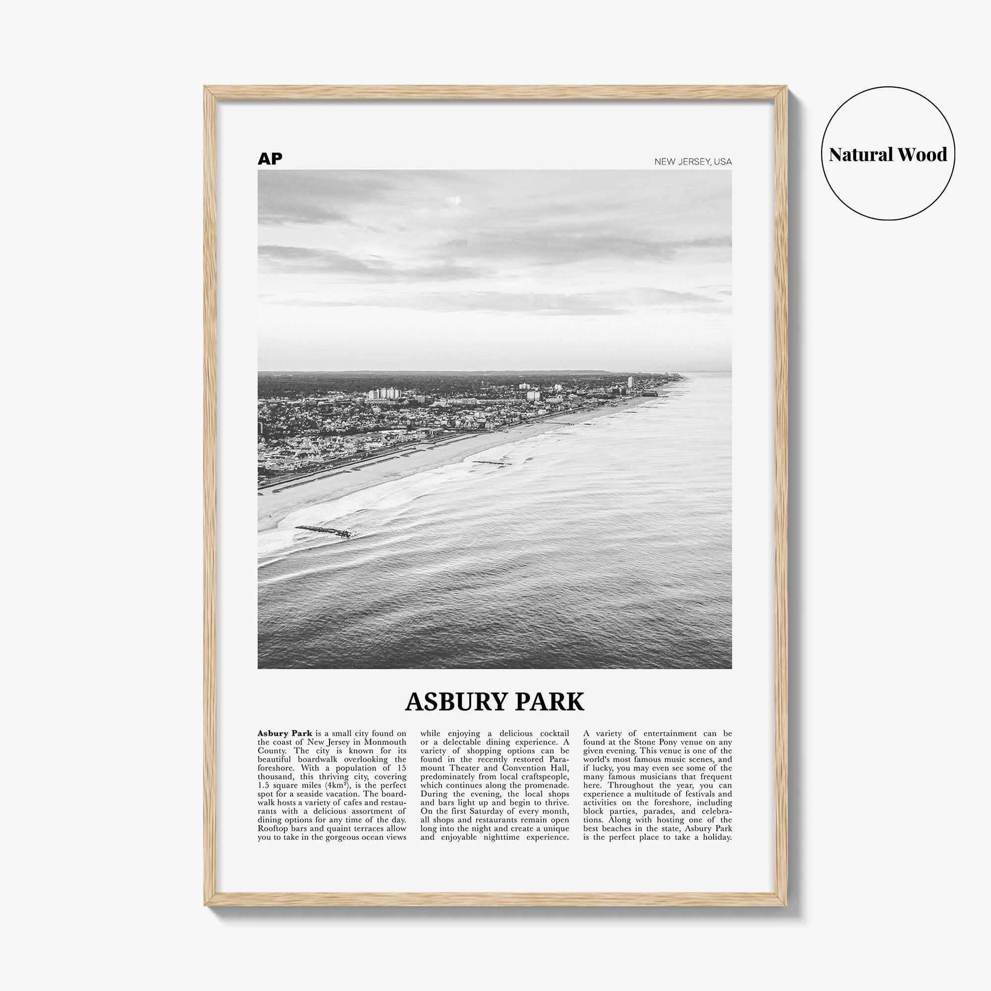 Asbury Park Print Black and White, Asbury Park Wall Art, Asbury Park Poster, Asbury Park Photo, New Jersey, USA, United States