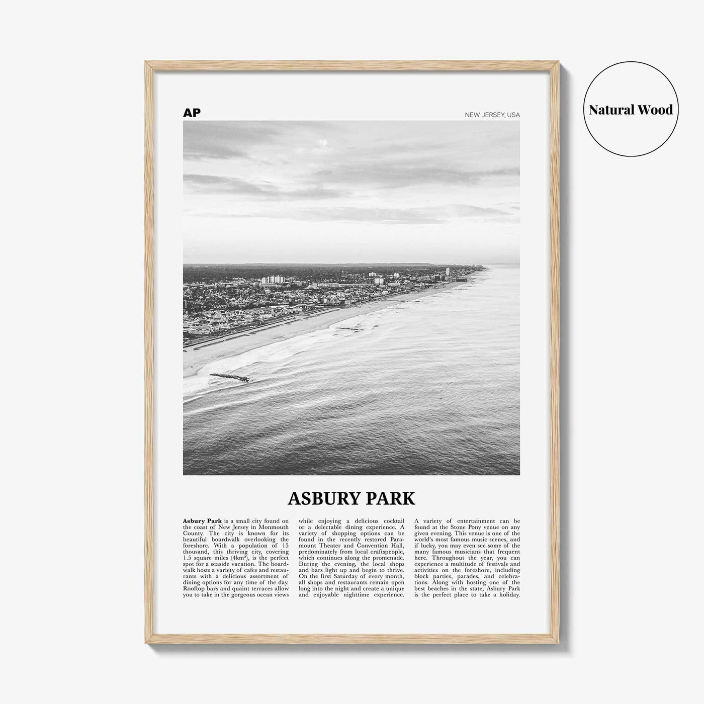 Asbury Park Print Black and White, Asbury Park Wall Art, Asbury Park Poster, Asbury Park Photo, New Jersey, USA, United States