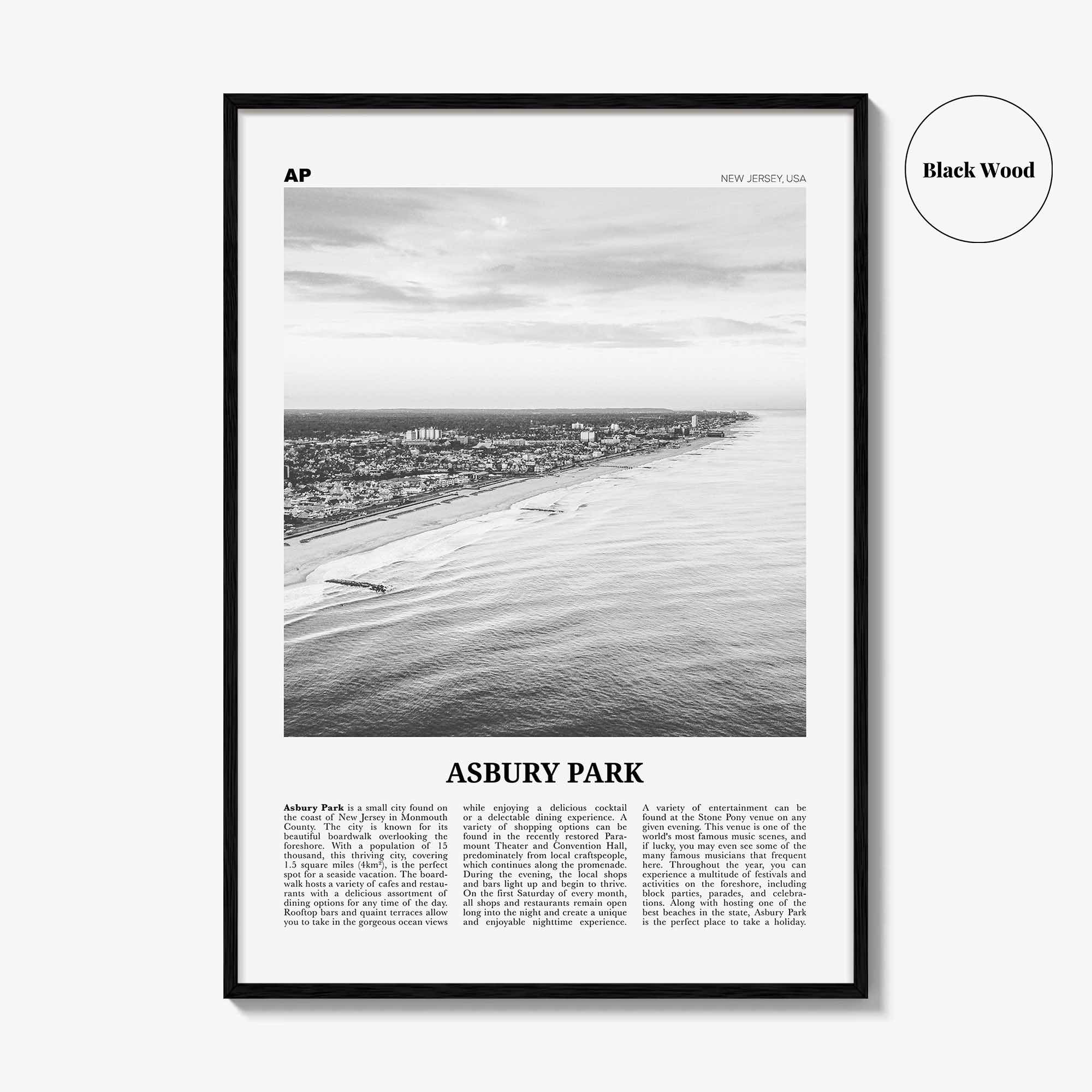 Asbury Park Print Black and White, Asbury Park Wall Art, Asbury Park Poster, Asbury Park Photo, New Jersey, USA, United States