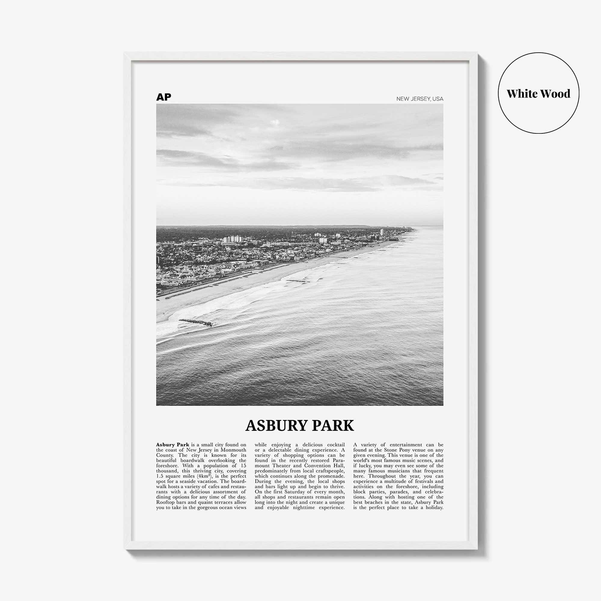 Asbury Park Print Black and White, Asbury Park Wall Art, Asbury Park Poster, Asbury Park Photo, New Jersey, USA, United States