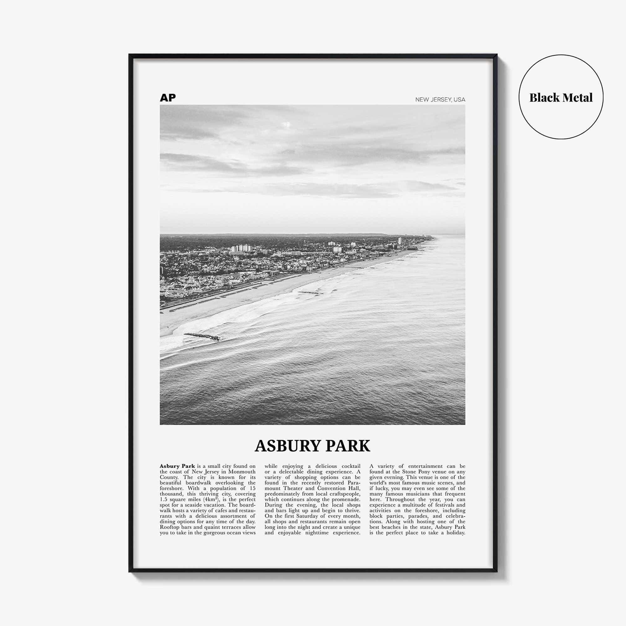 Asbury Park Print Black and White, Asbury Park Wall Art, Asbury Park Poster, Asbury Park Photo, New Jersey, USA, United States