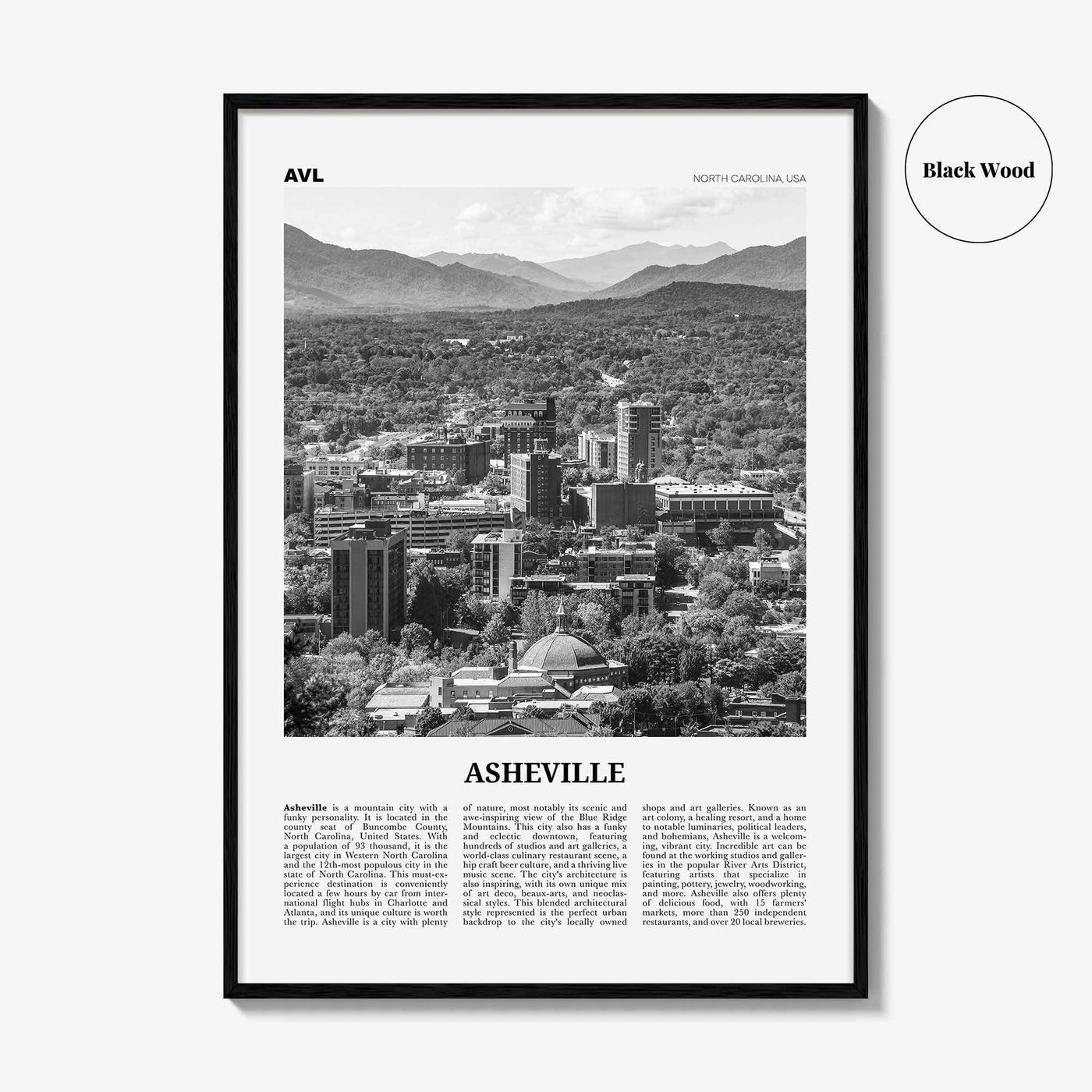 Asheville Print Black and White No 1, Asheville Wall Art, Asheville Poster, Asheville Photo, North Carolina, USA, United States, America