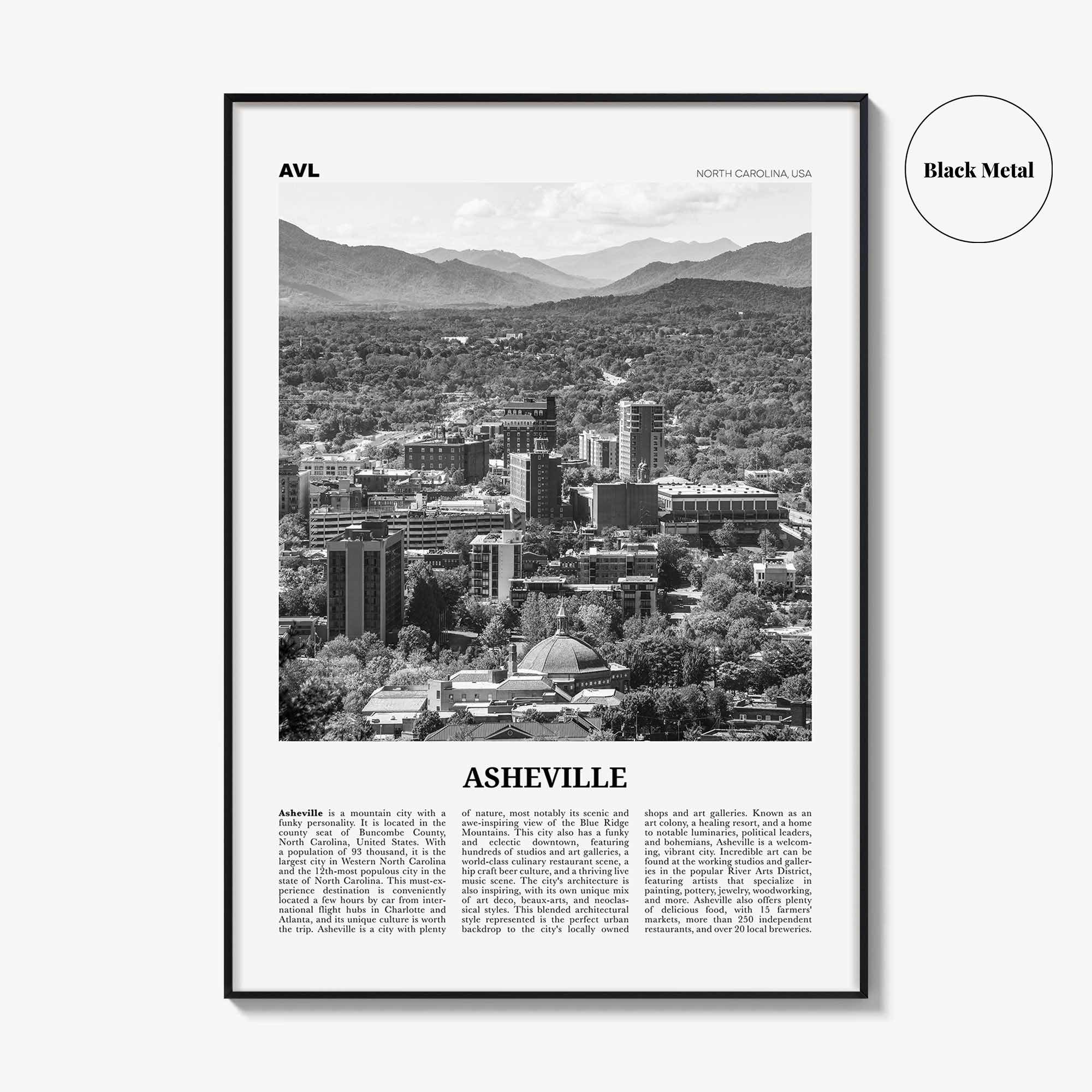 Asheville Print Black and White No 1, Asheville Wall Art, Asheville Poster, Asheville Photo, North Carolina, USA, United States, America
