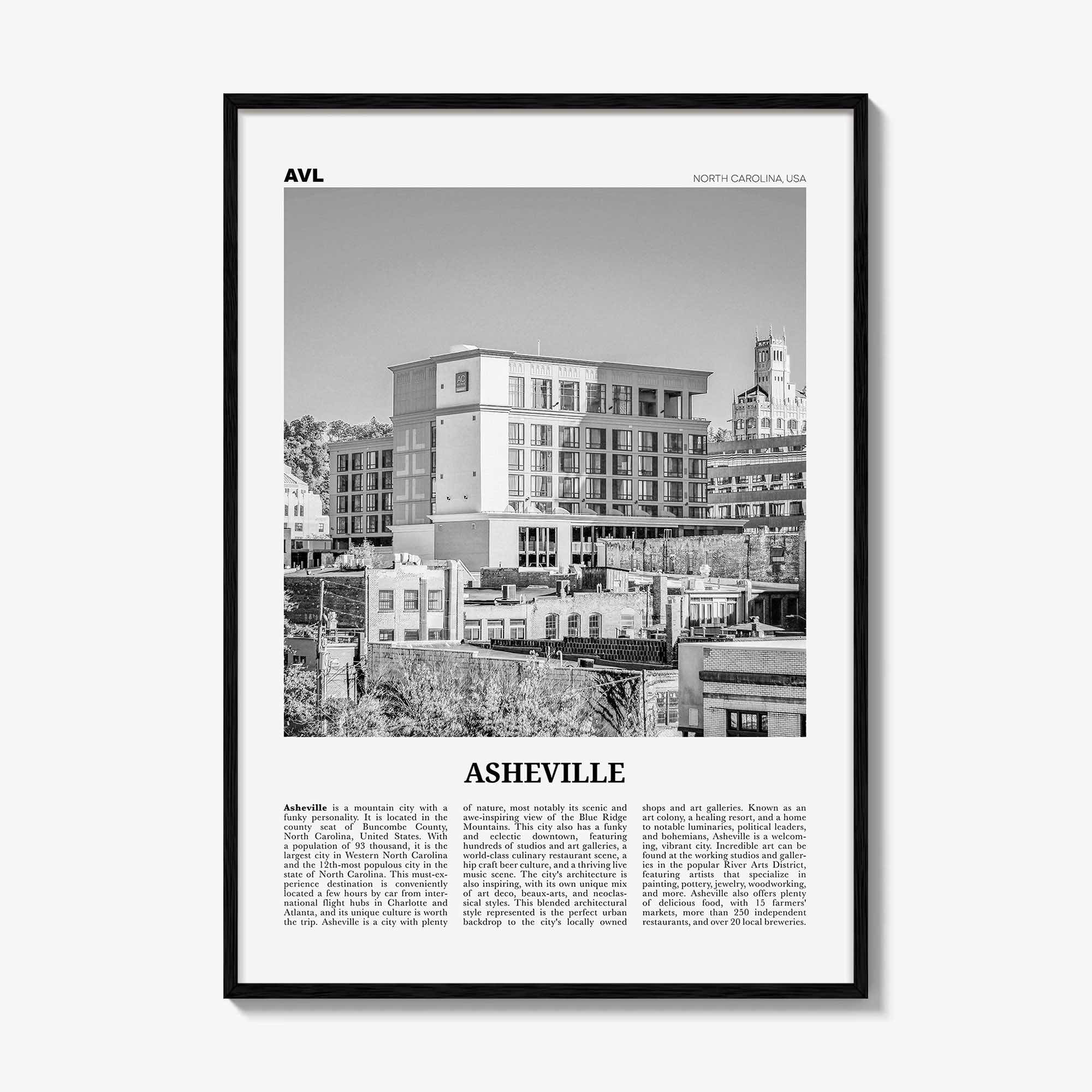 Asheville Print Black and White No 2, Asheville Wall Art, Asheville Poster, Asheville Photo, North Carolina, USA, United States, America
