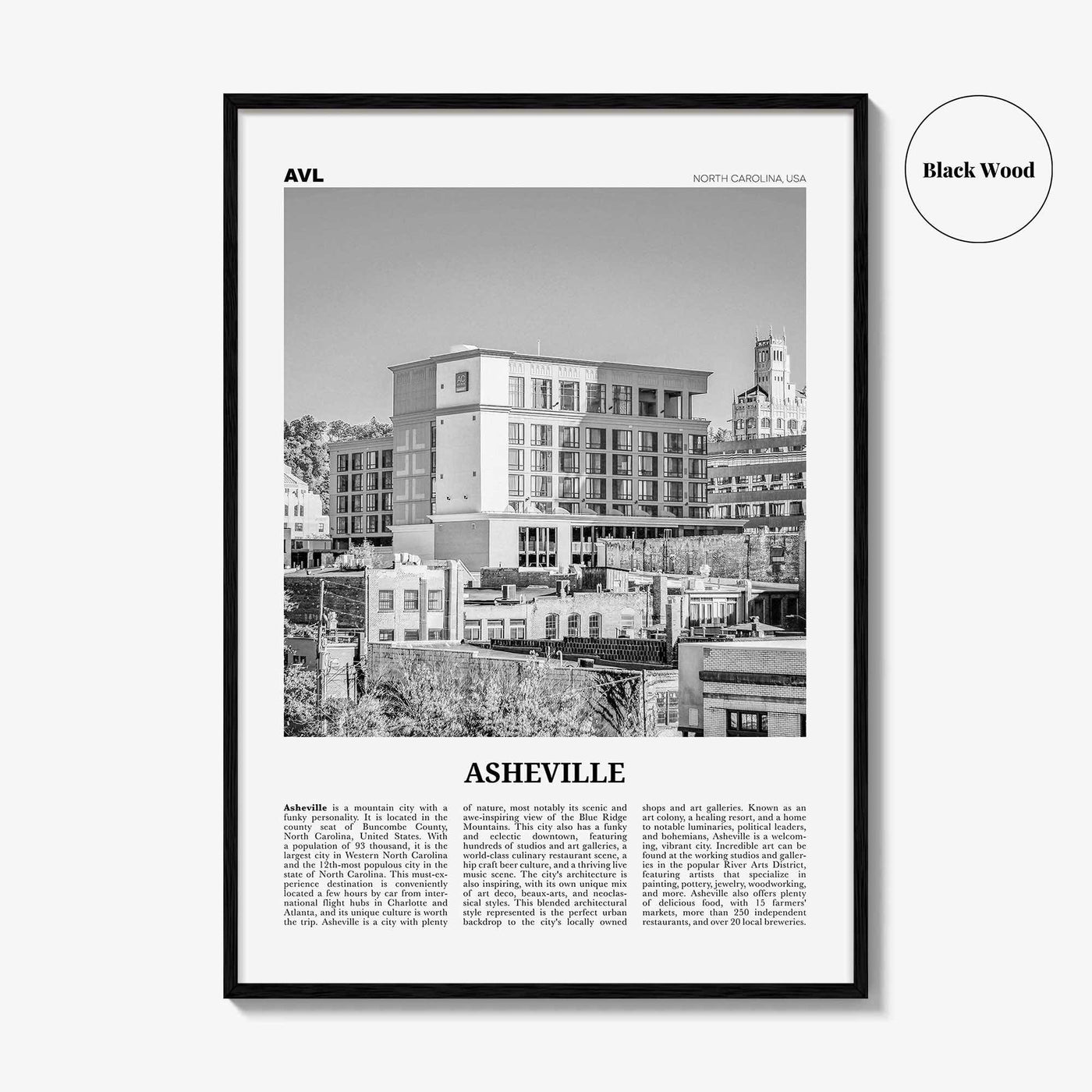 Asheville Print Black and White No 2, Asheville Wall Art, Asheville Poster, Asheville Photo, North Carolina, USA, United States, America