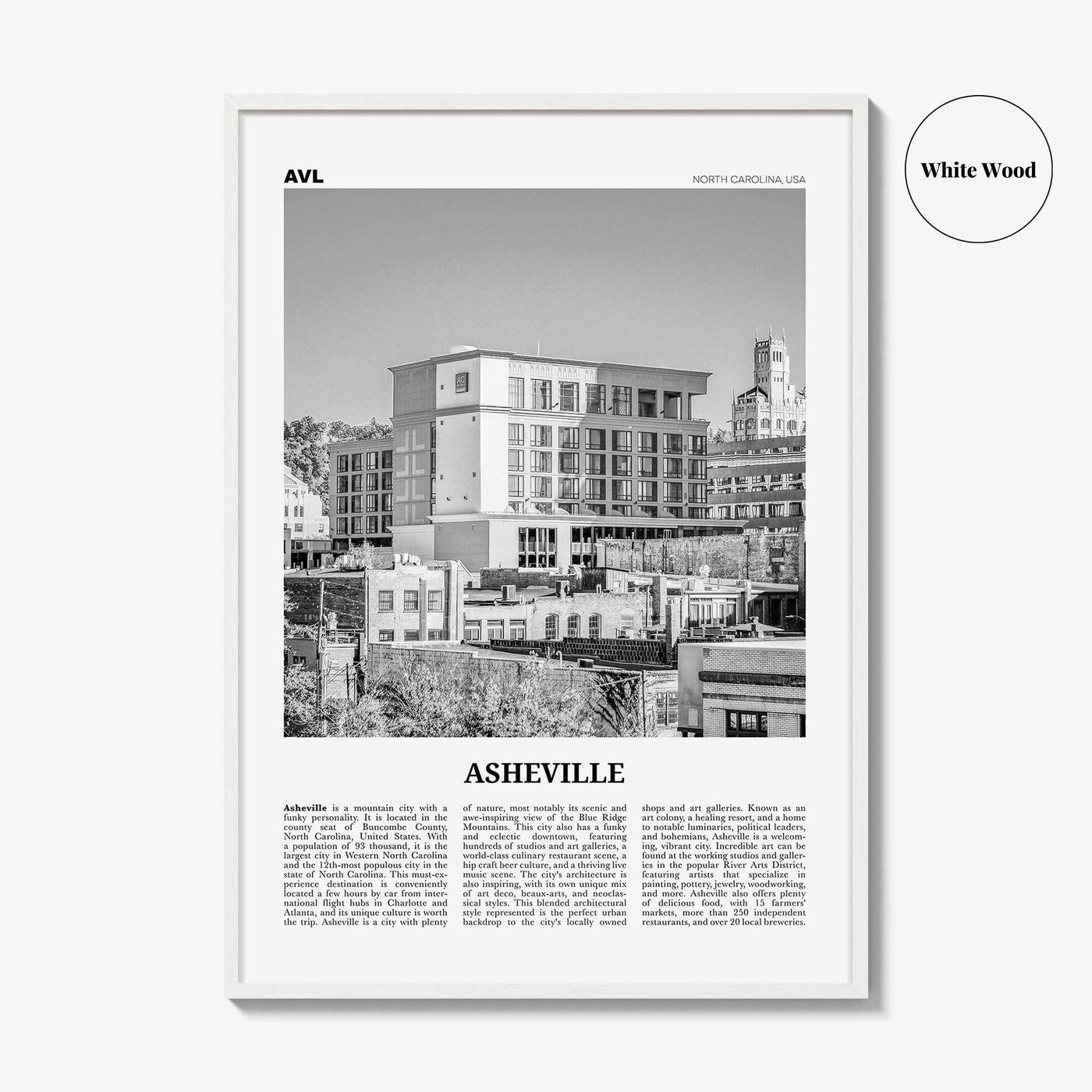 Asheville Print Black and White No 2, Asheville Wall Art, Asheville Poster, Asheville Photo, North Carolina, USA, United States, America