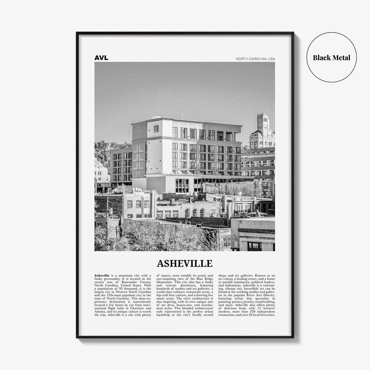 Asheville Print Black and White No 2, Asheville Wall Art, Asheville Poster, Asheville Photo, North Carolina, USA, United States, America
