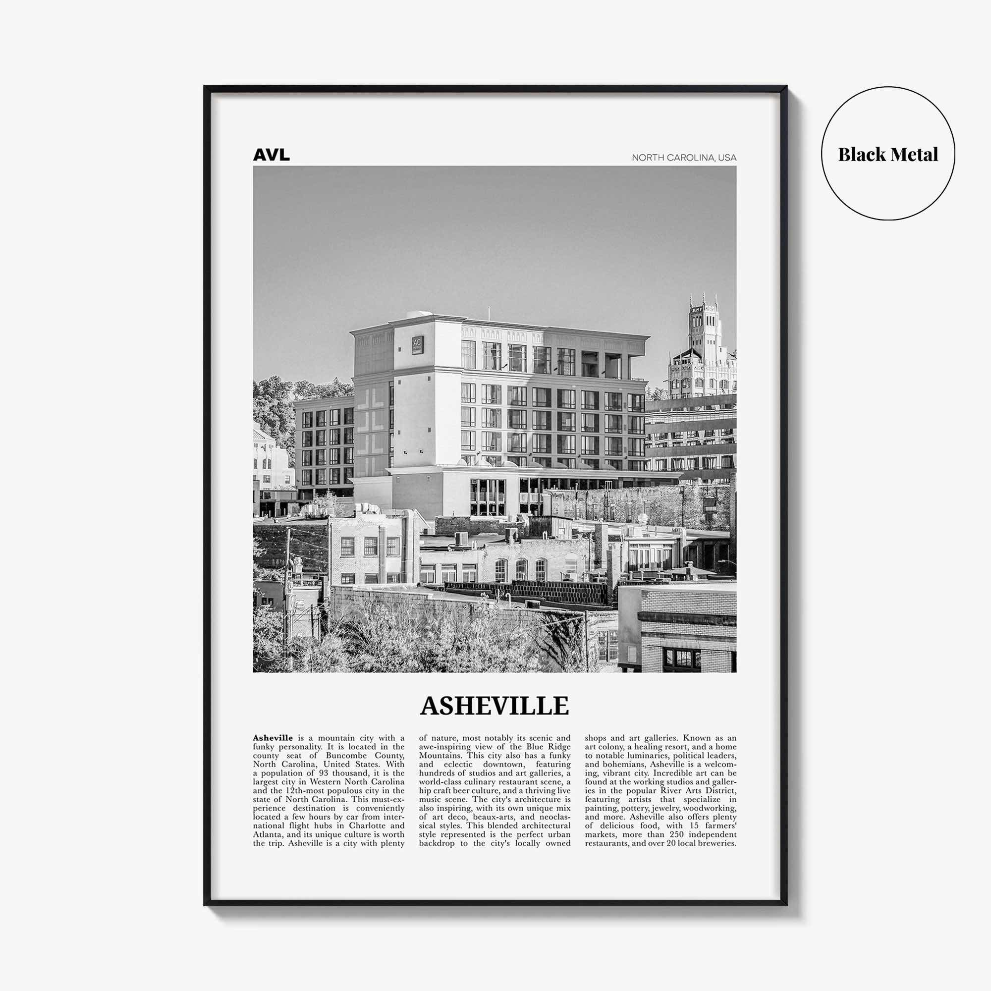 Asheville Print Black and White No 2, Asheville Wall Art, Asheville Poster, Asheville Photo, North Carolina, USA, United States, America
