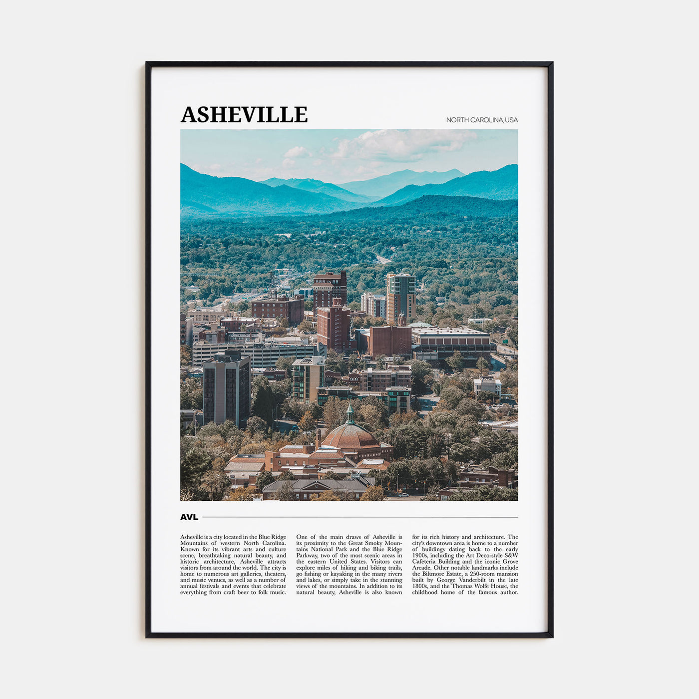Asheville Travel Color Poster