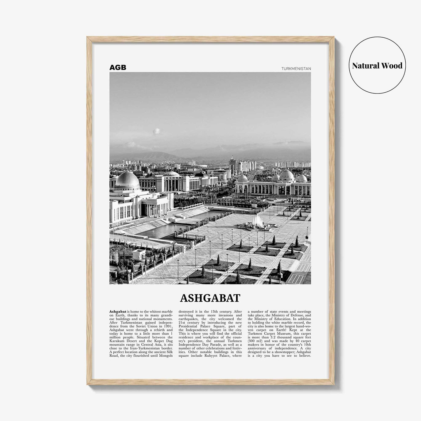 Ashgabat Print Black and White, Ashgabat Wall Art, Ashgabat Poster, Ashgabat Photo, Ashgabat Wall Décor, Turkmenistan, Aşgabat, Ашхабад,