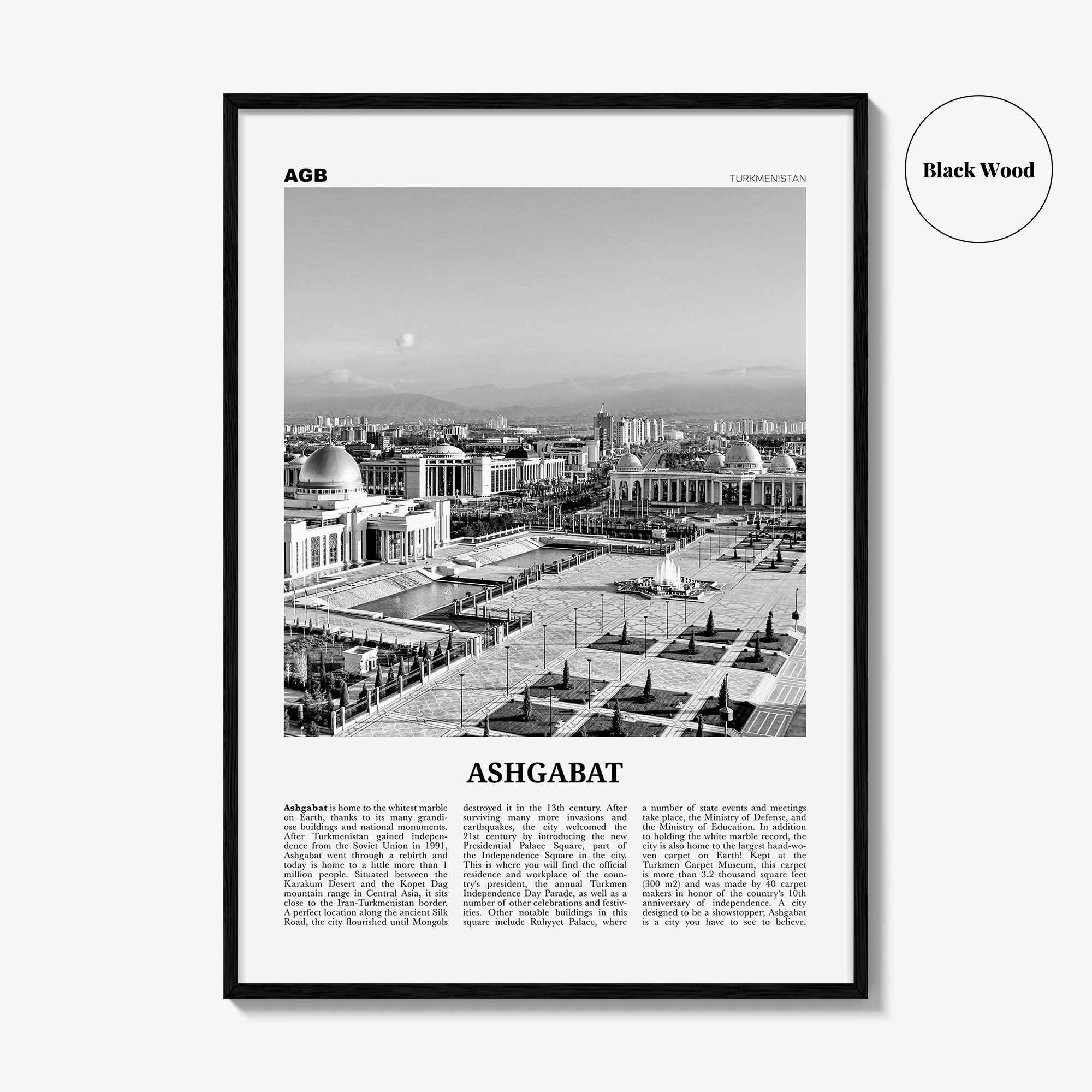 Ashgabat Print Black and White, Ashgabat Wall Art, Ashgabat Poster, Ashgabat Photo, Ashgabat Wall Décor, Turkmenistan, Aşgabat, Ашхабад,