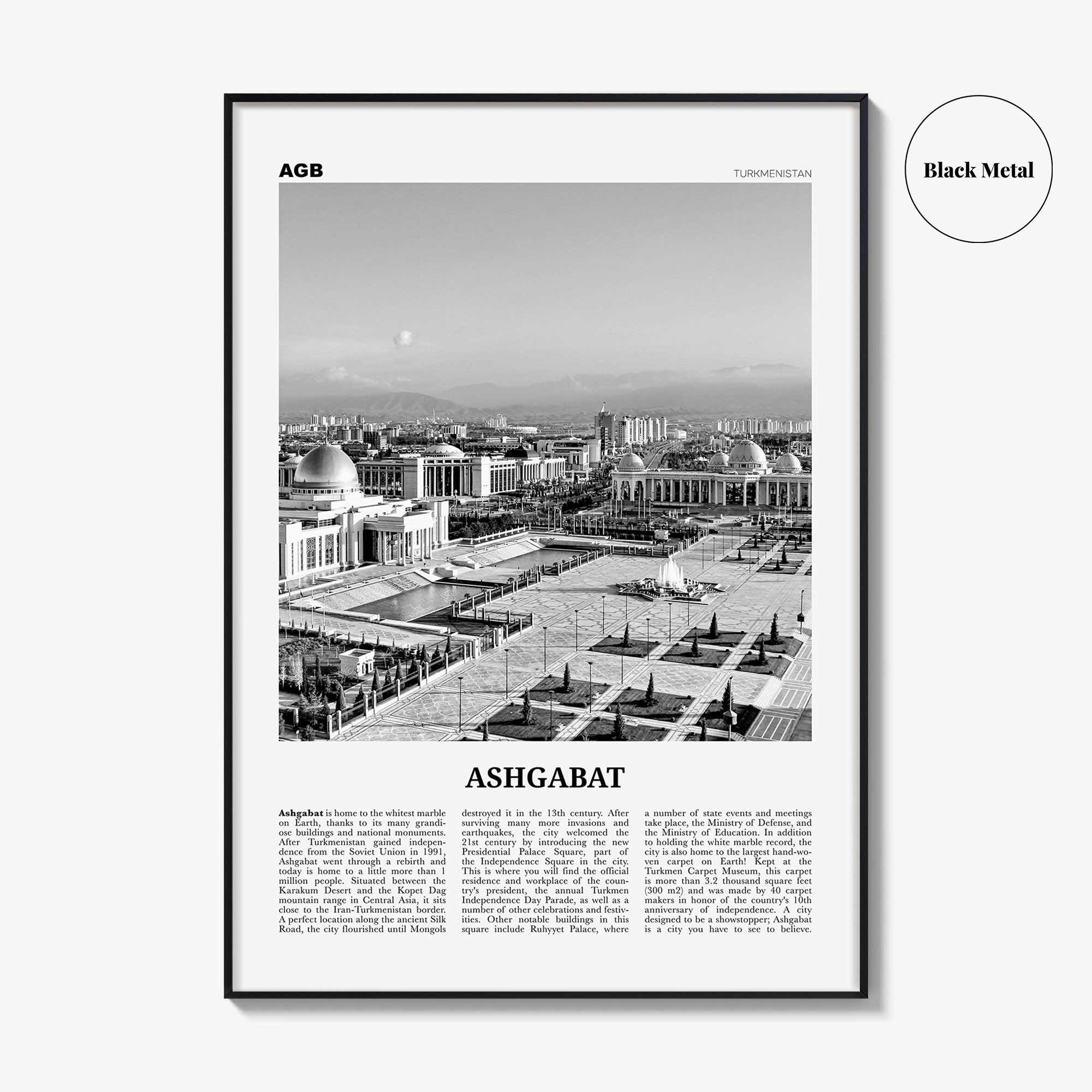 Ashgabat Print Black and White, Ashgabat Wall Art, Ashgabat Poster, Ashgabat Photo, Ashgabat Wall Décor, Turkmenistan, Aşgabat, Ашхабад,