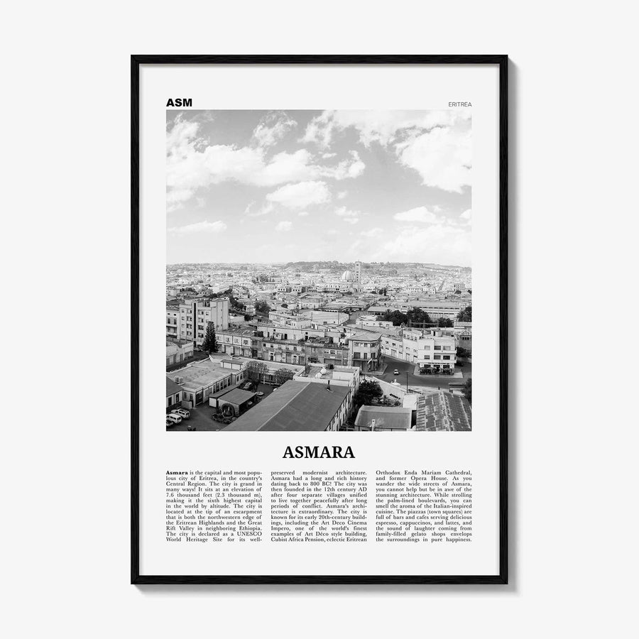 Asmara Print Black and White, Asmara Wall Art, Asmara Poster, Asmara Photo, Asmara Wall Décor, ኣስመራ, Eritrea, Asmera