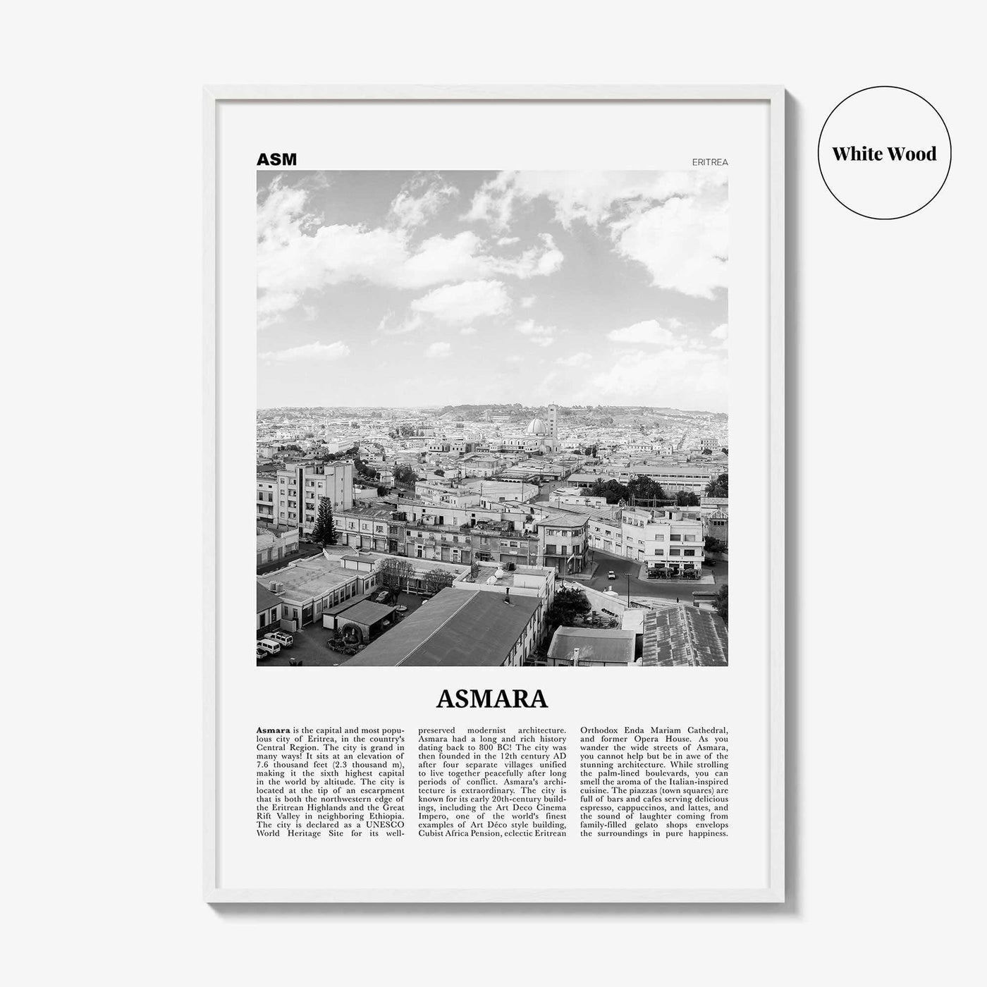 Asmara Print Black and White, Asmara Wall Art, Asmara Poster, Asmara Photo, Asmara Wall Décor, ኣስመራ, Eritrea, Asmera
