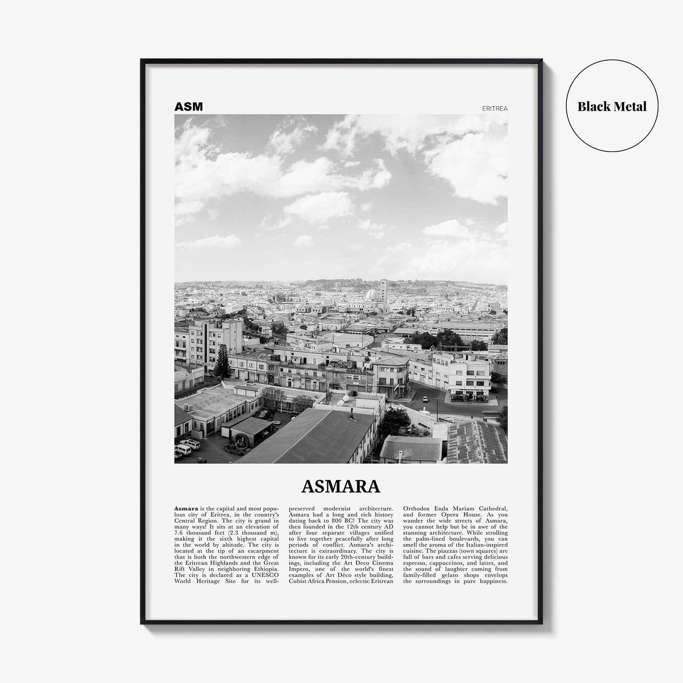 Asmara Print Black and White, Asmara Wall Art, Asmara Poster, Asmara Photo, Asmara Wall Décor, ኣስመራ, Eritrea, Asmera
