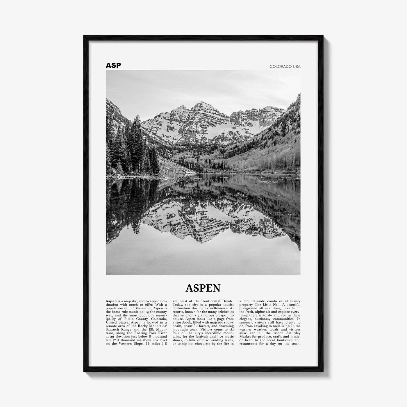 Aspen Print Black and White, Aspen Wall Art, Aspen Poster, Aspen Photo, Aspen Wall Decor, Colorado, USA, United States, North America