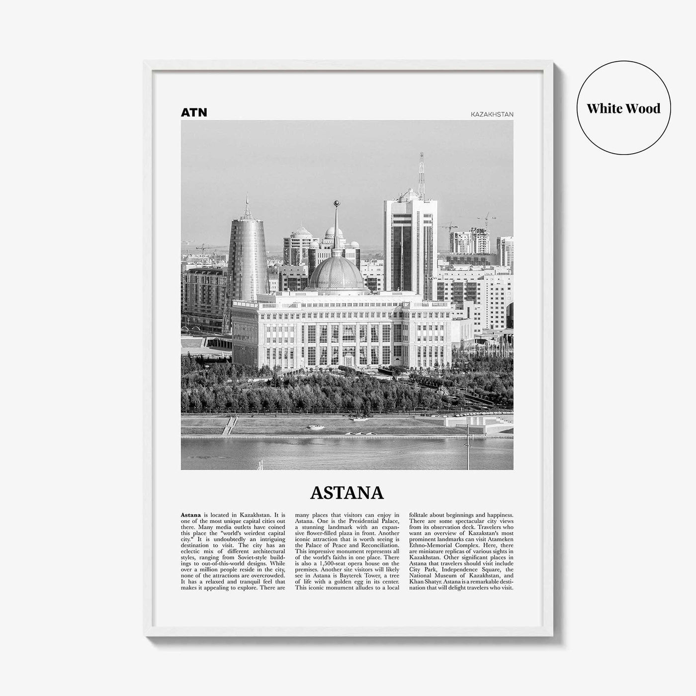 Astana Print Black and White, Astana Wall Art, Astana Poster, Astana Photo, Astana Décor, Nur-Sultan, Нұр-Сұлтан, Nūr-Sūltan, Kazakhstan
