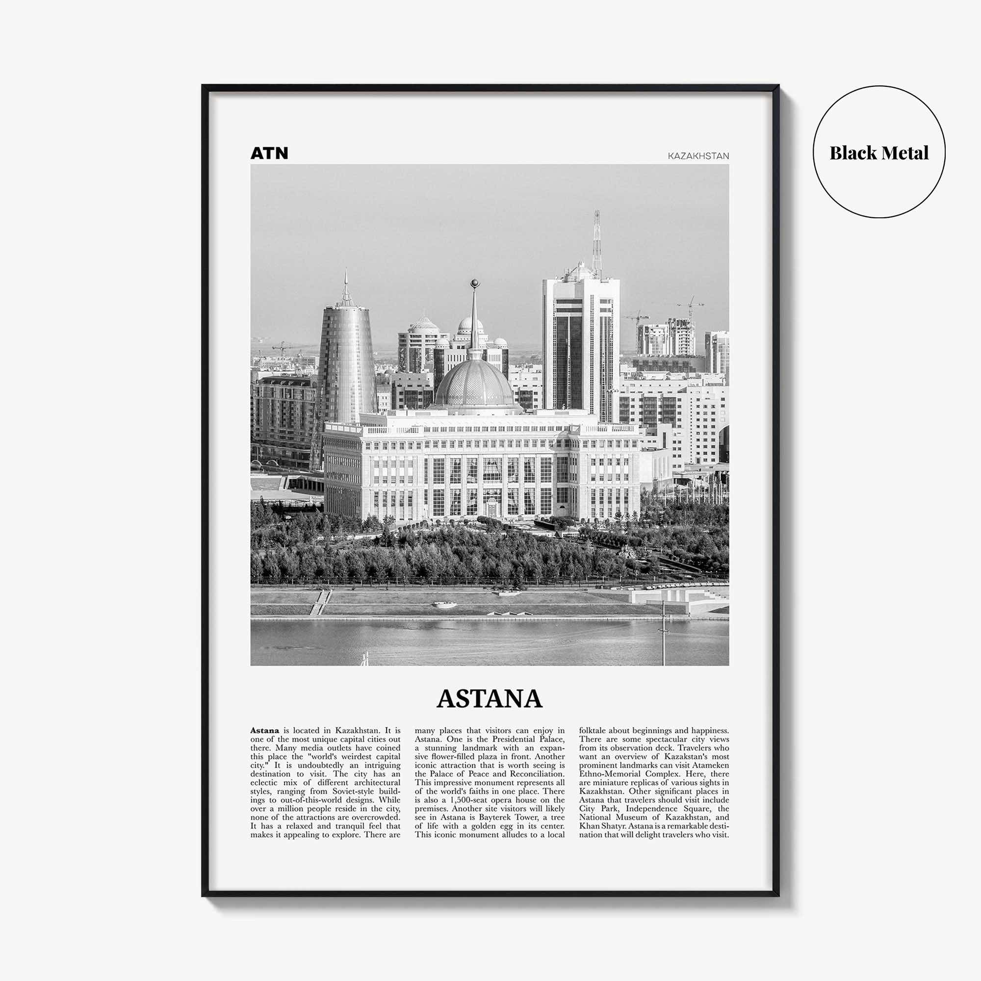 Astana Print Black and White, Astana Wall Art, Astana Poster, Astana Photo, Astana Décor, Nur-Sultan, Нұр-Сұлтан, Nūr-Sūltan, Kazakhstan