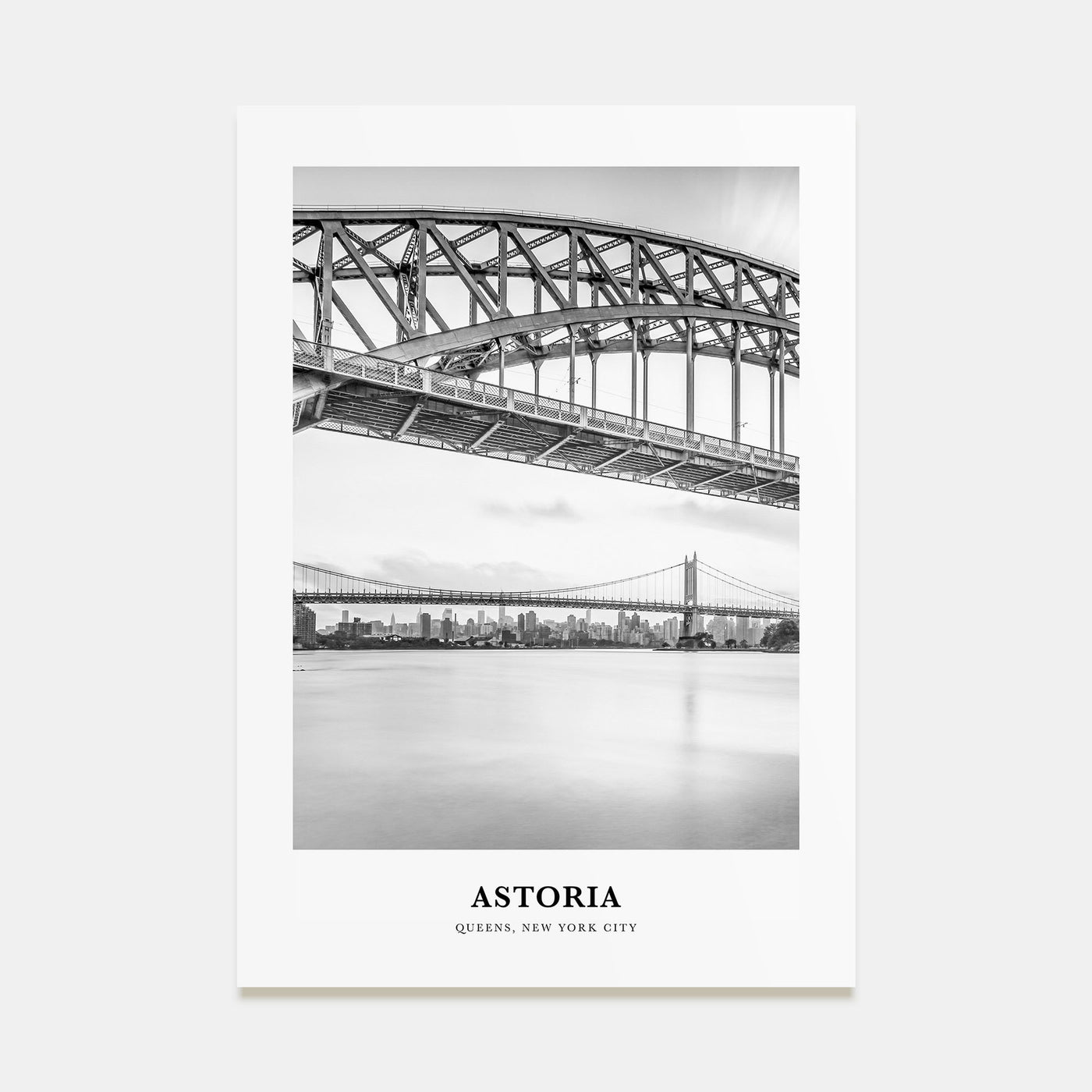 Astoria, New York Portrait B&W Poster