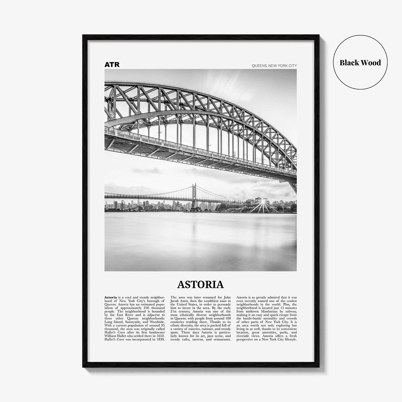 Astoria Print Black and White New York, Astoria Wall Art, Astoria Poster, Astoria Photo, Astoria Decor, New York, United States