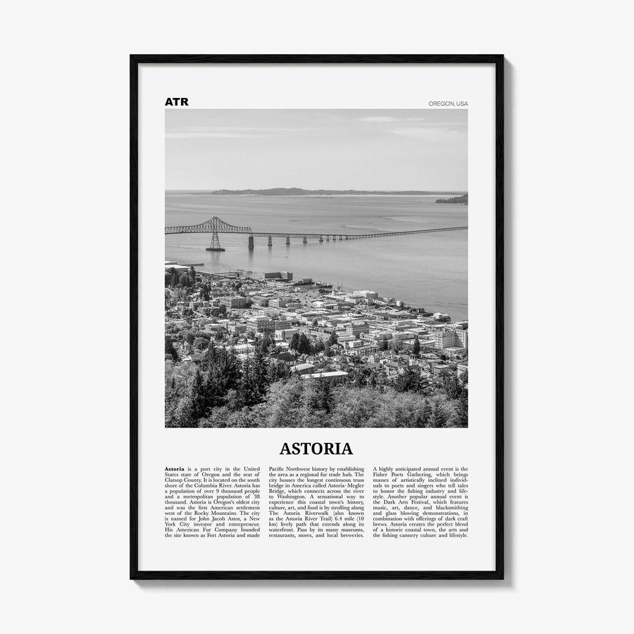 Astoria Print Black and White Oregon, Astoria Wall Art, Astoria Poster, Astoria Photo, Astoria Decor, Oregon, United States, North America