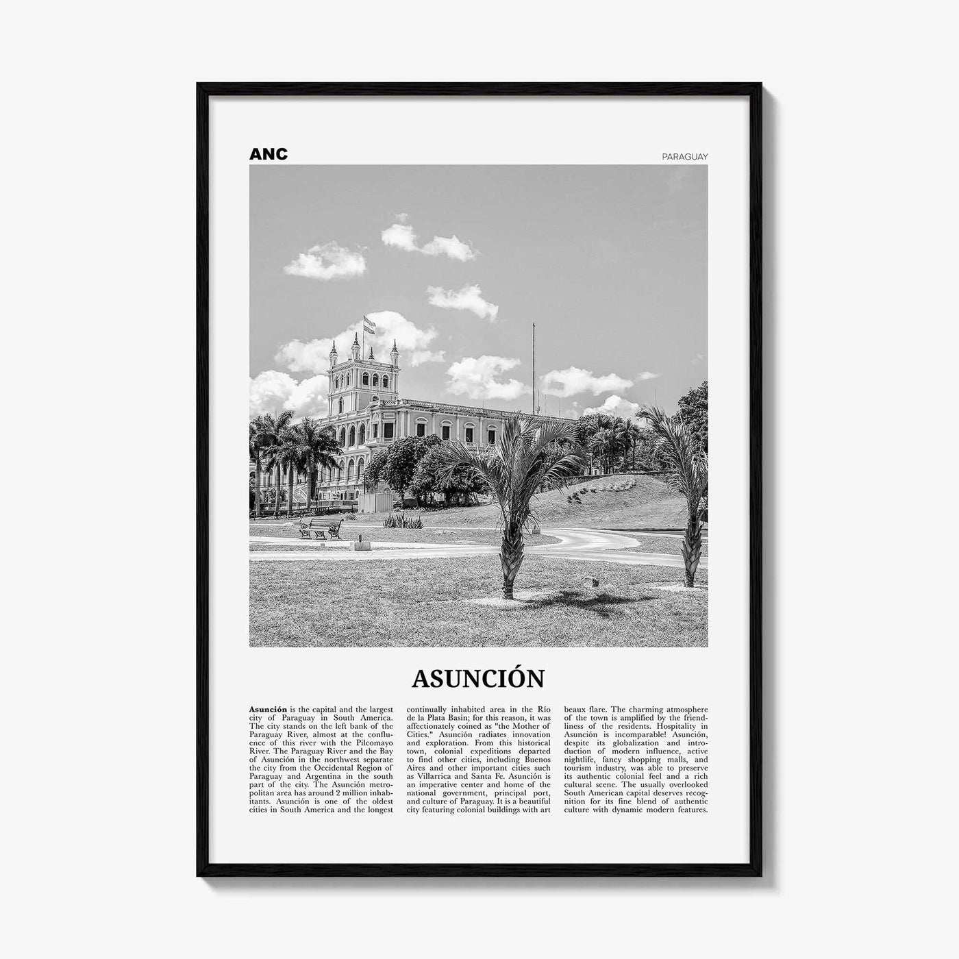 Asuncion Print Black and White, Asunción Wall Art, Asunción Poster, Asunción Photo, Asunción Wall Décor, Paraguay