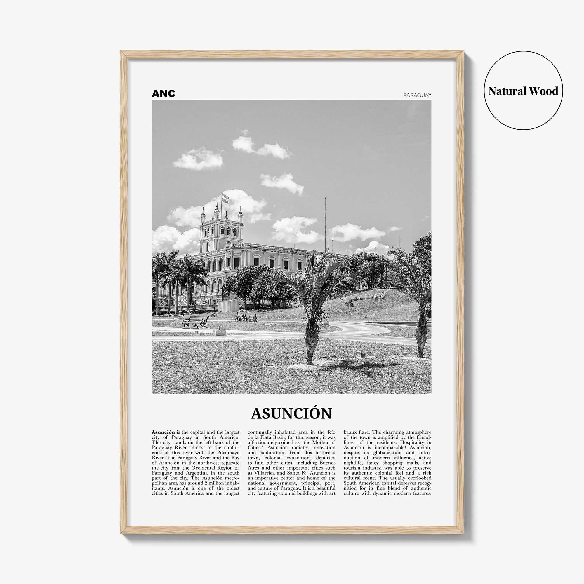 Asuncion Print Black and White, Asunción Wall Art, Asunción Poster, Asunción Photo, Asunción Wall Décor, Paraguay