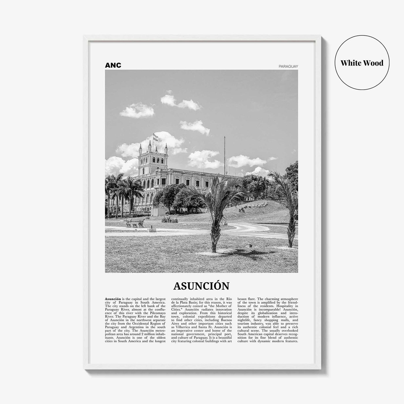 Asuncion Print Black and White, Asunción Wall Art, Asunción Poster, Asunción Photo, Asunción Wall Décor, Paraguay