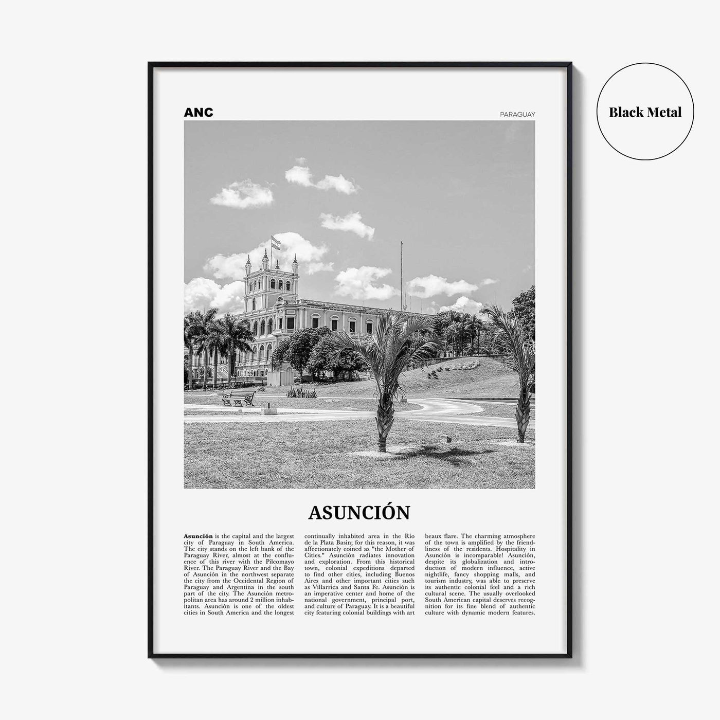 Asuncion Print Black and White, Asunción Wall Art, Asunción Poster, Asunción Photo, Asunción Wall Décor, Paraguay