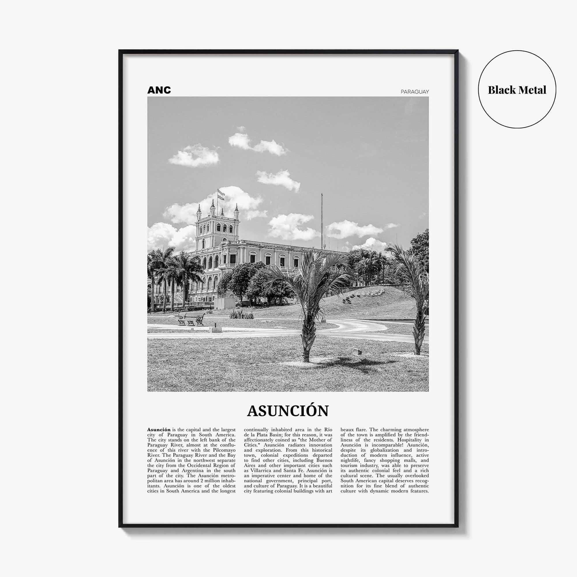 Asuncion Print Black and White, Asunción Wall Art, Asunción Poster, Asunción Photo, Asunción Wall Décor, Paraguay