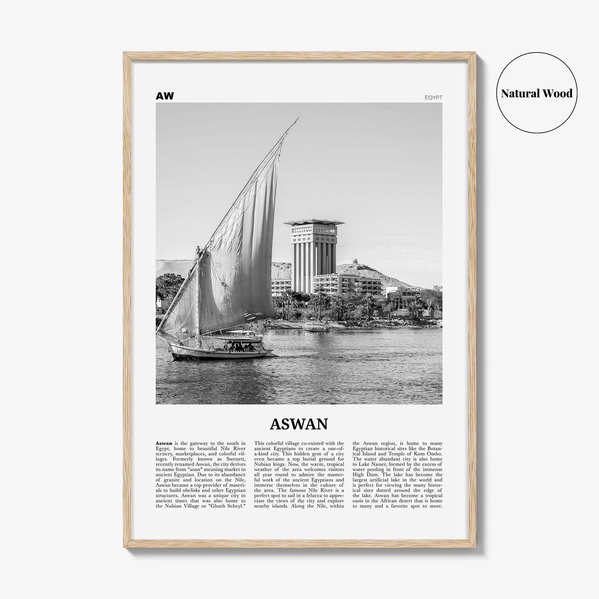 Aswan Print Black and White, Aswan Wall Art, Aswan Poster, Aswan Photo, Aswan Wall Décor, Aswan Map, Egypt