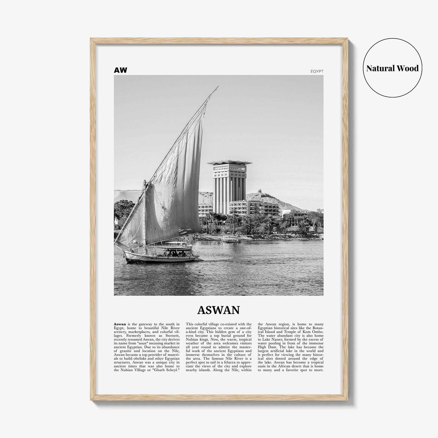 Aswan Print Black and White, Aswan Wall Art, Aswan Poster, Aswan Photo, Aswan Wall Décor, Aswan Map, Egypt